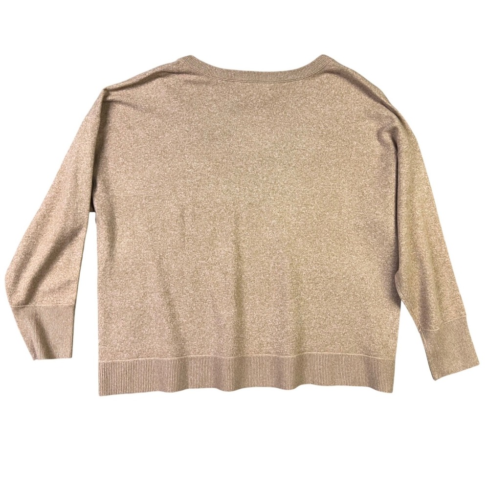 Lucky Brand V-Neck Sweater XXL Cognac Brown Long Sleeve Relaxed Knit Top NEW - Picture 4 of 9